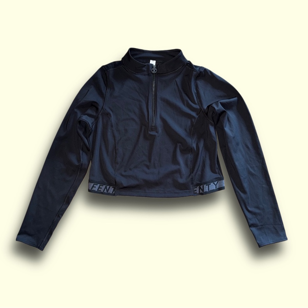 Savage X Fenty Top Womens 3X Black Half Zip Crop Mesh Back Sporty Stretch Active